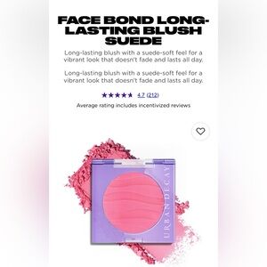 Urban Decay Face Bond Blush - Wholehearted soft pink suede blush. Brand New